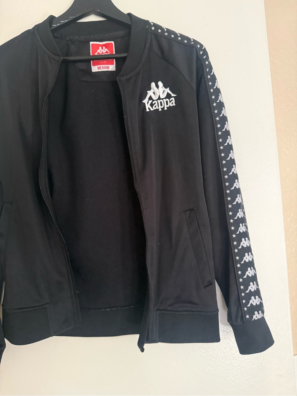 Kappa Women’s Black Logo Track Jacket with Branded Sleeve Tape